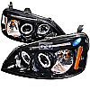 Honda Civic 2001-2003 Gloss Black, Smoked Lens Halo Projector Headlights