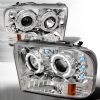 Ford Super Duty  1999-2004 Chrome Halo Projector Headlights  W/LED'S