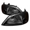 Honda Civic 2001-2003 Black Euro Crystal Headlights 