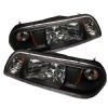 Ford Mustang 1987-1993 Black Euro Crystal Headlights 