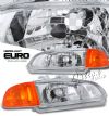 Honda Civic 1992-1995 2/3dr Black W/amber E. Corner Euro Crystal Headlights