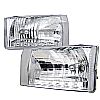 Ford Super Duty 1999-2004 Chrome Euro Headlights With LED'S 