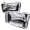 Ford Super Duty 1999-2004 Black Euro Headlights With LED'S 