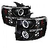 Chevrolet Silverado 1500/2500/3500 2007-2011 Ccfl LED Projector Headlights  - Black