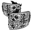 Chevrolet Silverado 1500/2500/3500 2007-2011 Halo LED Projector Headlights  - Chrome