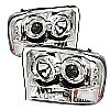 Ford Super Duty F250 1999-2004 1pc Dual Halo LED Projector Headlights  - Chrome