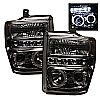 Ford Super Duty F250/350/450 2008-2010 Halo LED Projector Headlights  - Smoke